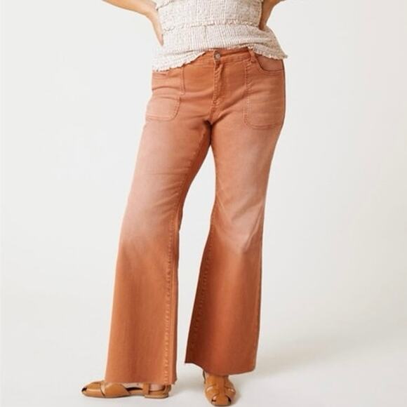 Pilcro Anthropologie Jeans The Icon Flare Bronze Raw Hem Women's size 32 - Picture 1 of 6